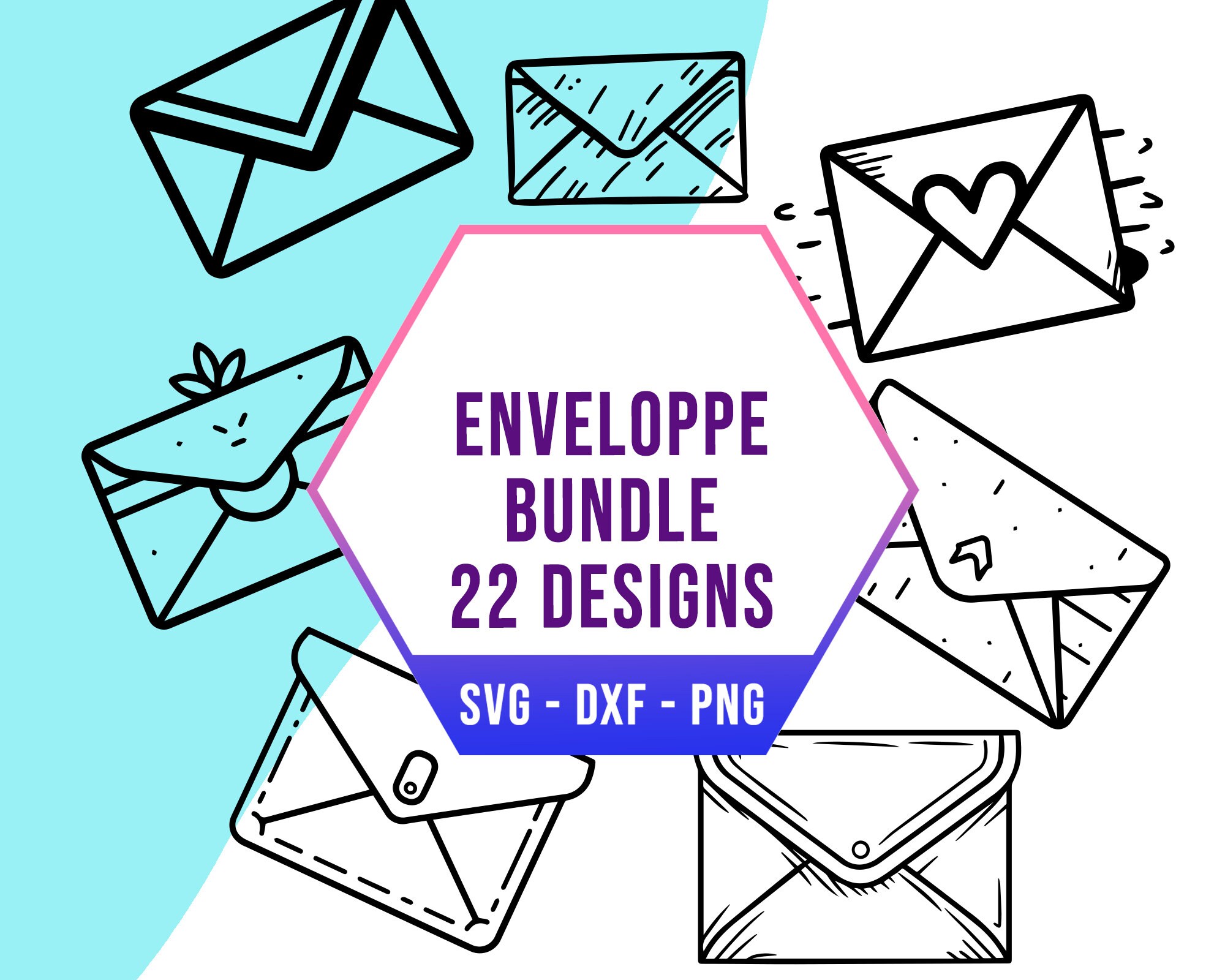 Pretty Enveloppe SVG PNG Bundle Cute Letter SVG Pack Cricut Etsy