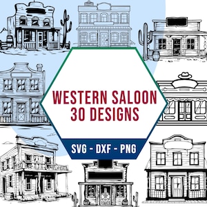 Western Saloon SVG-bundel, Cowboy Drink Inn SVG-pakket, Cricut silhouet PNG-bestanden voor lasersnijder