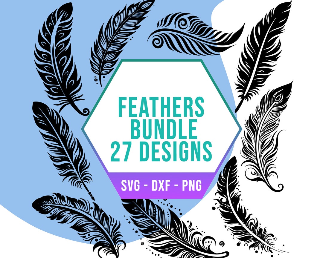 Simple Boho Feather SVG Bundle, Cute Flying Bird Quill SVG Pack, Cricut ...