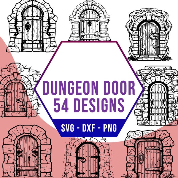 Dungeon Door SVG PNG Bundle, Medieval Castle Gate SVG Pack, Cricut Silhouette Files for Laser Cutter