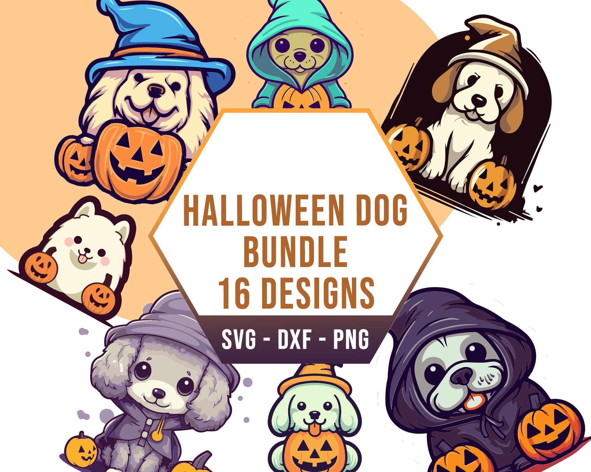Cute Halloween Dog SVG PNG Bundle Pumpkin Puppy Dog SVG Pack - Etsy