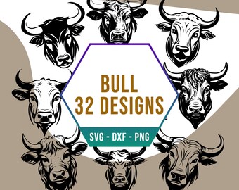 Horned Bull SVG Bundle, Western Rodeo Matador SVG Pack, Cricut Silhouette PNG Files for Laser Cutter