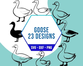 Cute Goose Bird SVG Bundle, Duck Swan Animal SVG Pack, Cricut Silhouette PNG Files for Laser Cutter