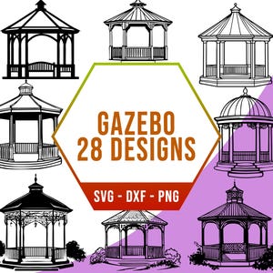Pacchetto SVG per gazebo da giardino, pacchetto SVG per pergolato da giardinaggio, file PNG per Cricut Silhouette per taglierina laser
