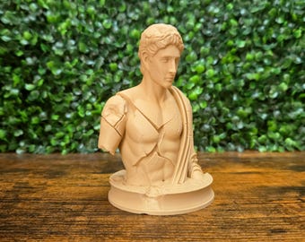 Ancient Ruin Statue Bust • Fractured Roman Greek Statue Sculpture • Dark Academia Desk Accessory • Unique Gift for History & Art Lovers