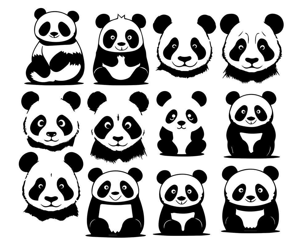 Panda SVG Bundle Panda Bear SVG Pack Cricut Silhouette Files - Etsy