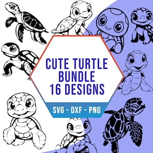Lindo paquete SVG de tortugas marinas, paquete SVG de tortugas tropicales, archivos de silueta Cricut para cortador láser
