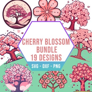 Rosa Kirschblüte SVG PNG Bundle, süße Kirschblüten Baum SVG Pack, Cricut Clipart Dateien