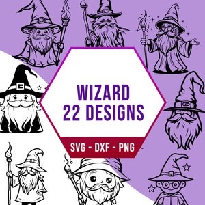 Fantasy Wizard SVG Bundle, Mage Sorcerer RPG SVG Pack, Cricut Silhouette Files for Laser Cutter