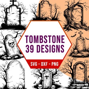 Spooky Tombstone SVG-bundel, Halloween Haunted Grave SVG Pack, Cricut silhouet PNG-bestanden voor lasersnijder