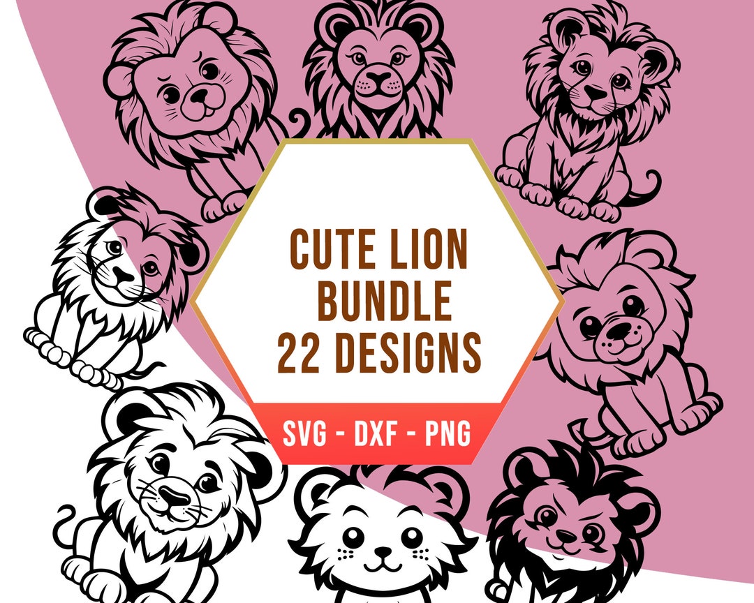 Cute Safari Lion SVG Bundle, Baby Cub Jungle King Animal SVG Pack ...