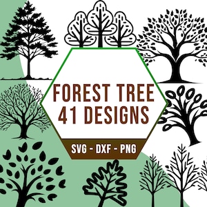 Forest Tree SVG PNG Bundle, Nature Wood Ecosystem SVG Pack, Cricut Silhouette Files for Laser Cutter