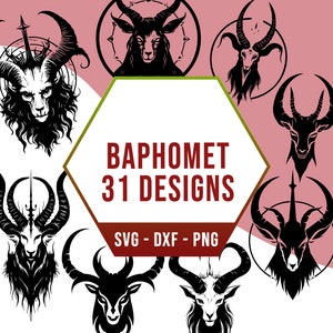 Kwaad Baphomet SVG bundel, hel gehoornde duivel geit SVG Pack, Cricut silhouet bestanden voor laser cutter