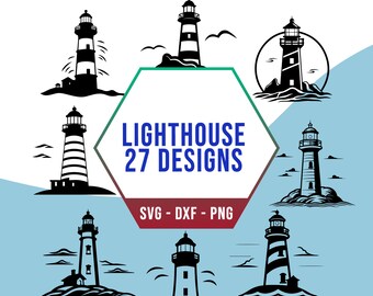 Lighthouse SVG Bundle, Ocean Lighthouse SVG Pack, Cricut Silhouette Files for Laser Cutter