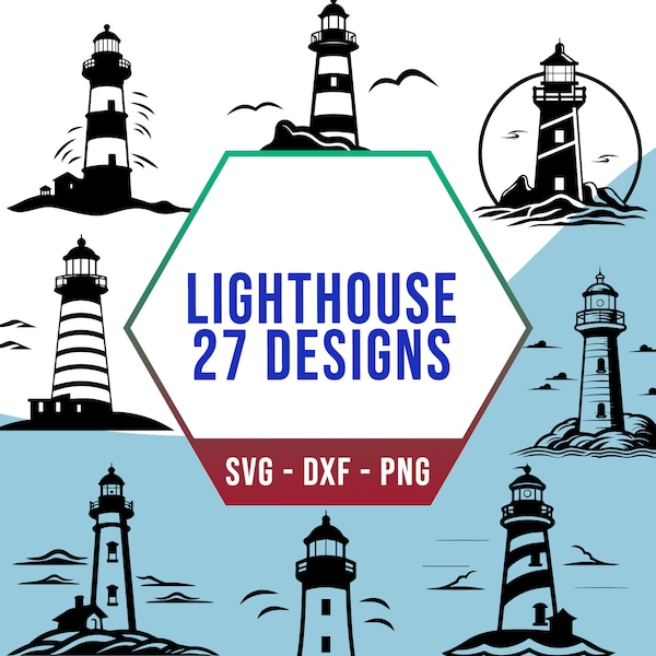Leuchtturm SVG Bundle, Ozean Leuchtturm SVG Pack, Cricut Silhouette-Dateien für Laser Cutter
