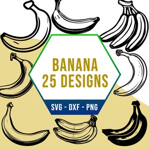 Banane SVG-Bundle, Sommer Tropische Früchte SVG-Pack, Cricut Silhouette-Dateien für Laser Cutter
