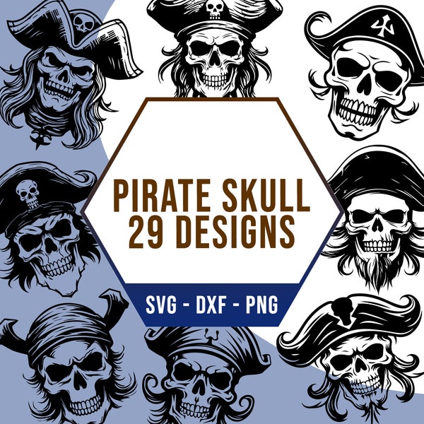 Sea Pirate SVG Bundle, Pirate Skull SVG Pack, Cricut Silhouette Files for Laser Cutter