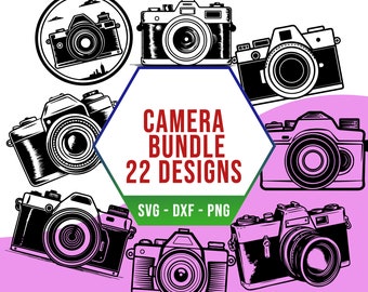 Photography Camera SVG Bundle, Vintage Polaroid Kodak SVG Pack, Cricut Silhouette Files for Laser Cutter