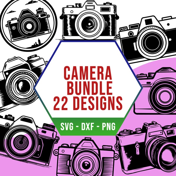 Photography Camera SVG Bundle, Vintage Polaroid Kodak SVG Pack, Cricut Silhouette Files for Laser Cutter