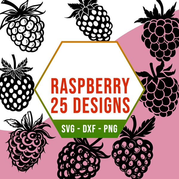 Cute Raspberry SVG Bundle, Wild Fruit Blackberry SVG Pack, Cricut Silhouette Files for Laser Cutter
