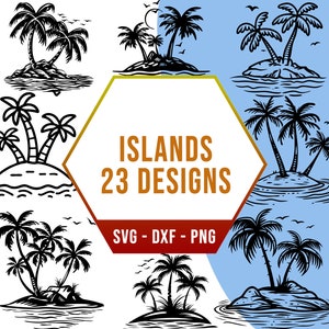 Pacote SVG Tropical Island, pacote SVG Palm Tree Sand Isle, arquivos Cricut Silhouette para cortador a laser