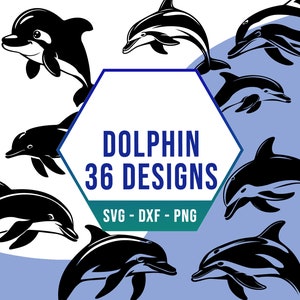 Niedliche Delfin SVG Bundle, Ozean Meeressäugetier SVG Pack, Cricut Silhouette-Dateien für Laser Cutter
