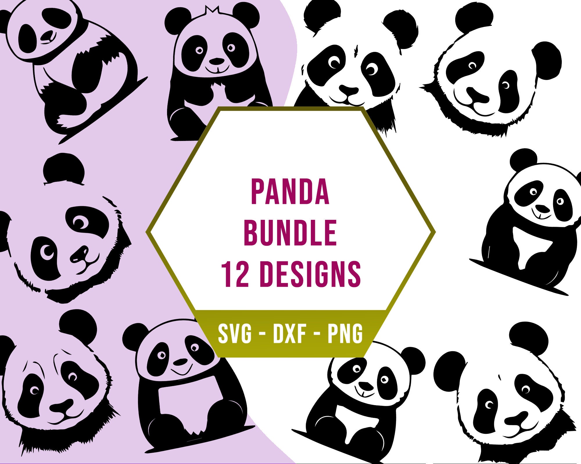 Panda SVG Bundle Panda Bear SVG Pack Cricut Silhouette Files - Etsy
