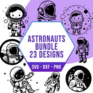 Pacchetto SVG astronauta galassia, pacchetto SVG esploratori dello spazio carino, file PNG Cricut Silhouette per laser cutter