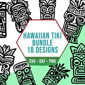 Hawaiian Tiki SVG Bundle, Hawaii Luau SVG Pack, Cricut Silhouette Files for Laser Cutter