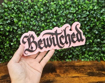 Bewitched Gothic Shelf Calligraphy Sign • Romantasy Bookshelf Plaque • BookTok Witchy Reader Gift • Fantasy Sorcery Romance Trope Sign