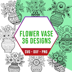 Blumenvase SVG Bundle, Blumentopf SVG Pack, Cricut Silhouette-Dateien für Laser Cutter