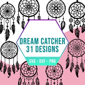 Pacchetto Dream Catcher SVG PNG, pacchetto SVG First Nation Willow e Feather Dreamcatcher, file Cricut Silhouette per Laser Cutter