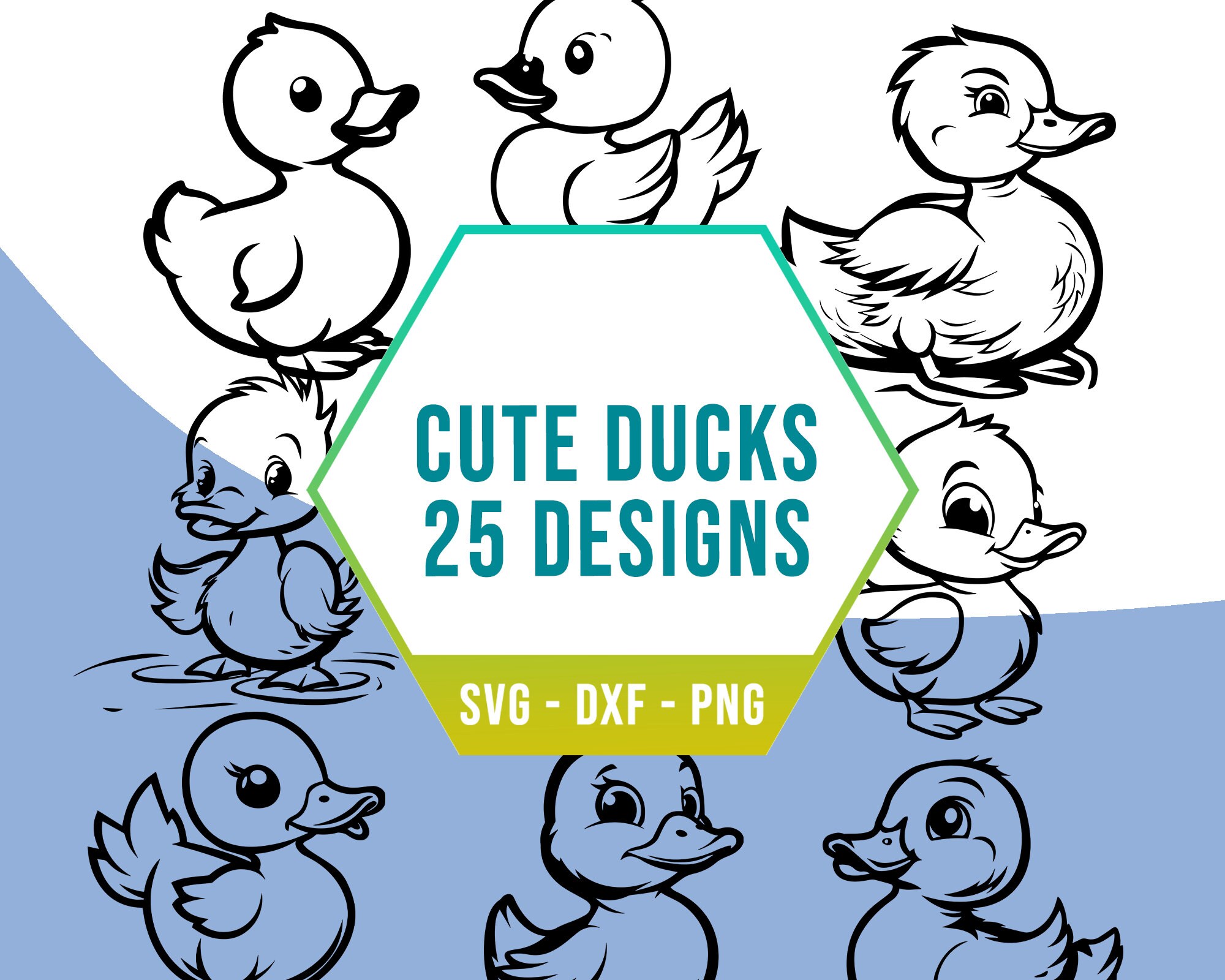 Cute Duck SVG Bundle, Happy Duckling Quack SVG Pack, Cricut Silhouette