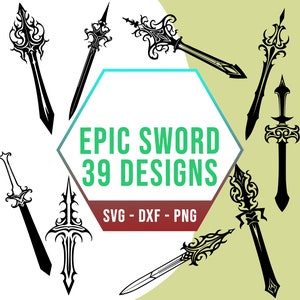 Epic Sword SVG Bundle, Video Game RPG Swords SVG Pack, Cricut Silhouette Files for Laser Cutter
