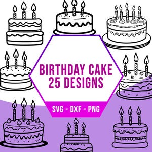 Pakiet Happy Birthday Cake SVG, pakiet Cute Party Dessert SVG, pliki Cricut Silhouette PNG do plotera laserowego