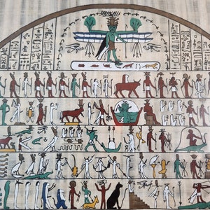 Authentic Modern Egyptian Hieroglyphics Painting on Real Papyrus