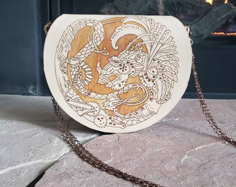 Steampunk Style Genuine Leather Dragon Purse