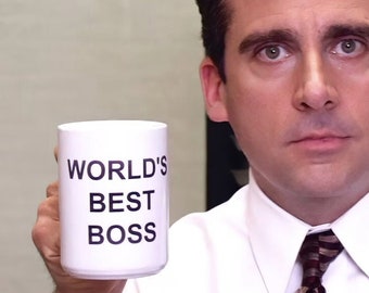 The Office World's Best Boss Mug, Accurate Replica of The Iconic Michael Scott Mug, Gift for hardcore fans of the TV show "The Office", 15oz