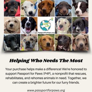 May include: A collage of 15 different dogs of various breeds and colors. The image includes the text "Passport for Paws" and "Helping Who Needs The Most". The website address www.passportforpaws.org is also visible.