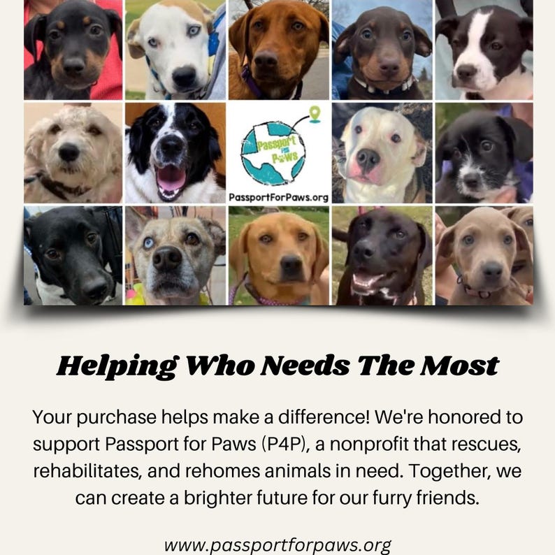May include: A collage of 15 different dogs of various breeds and colors. The image includes the text "Passport for Paws" and "Helping Who Needs The Most". The website address www.passportforpaws.org is also visible.