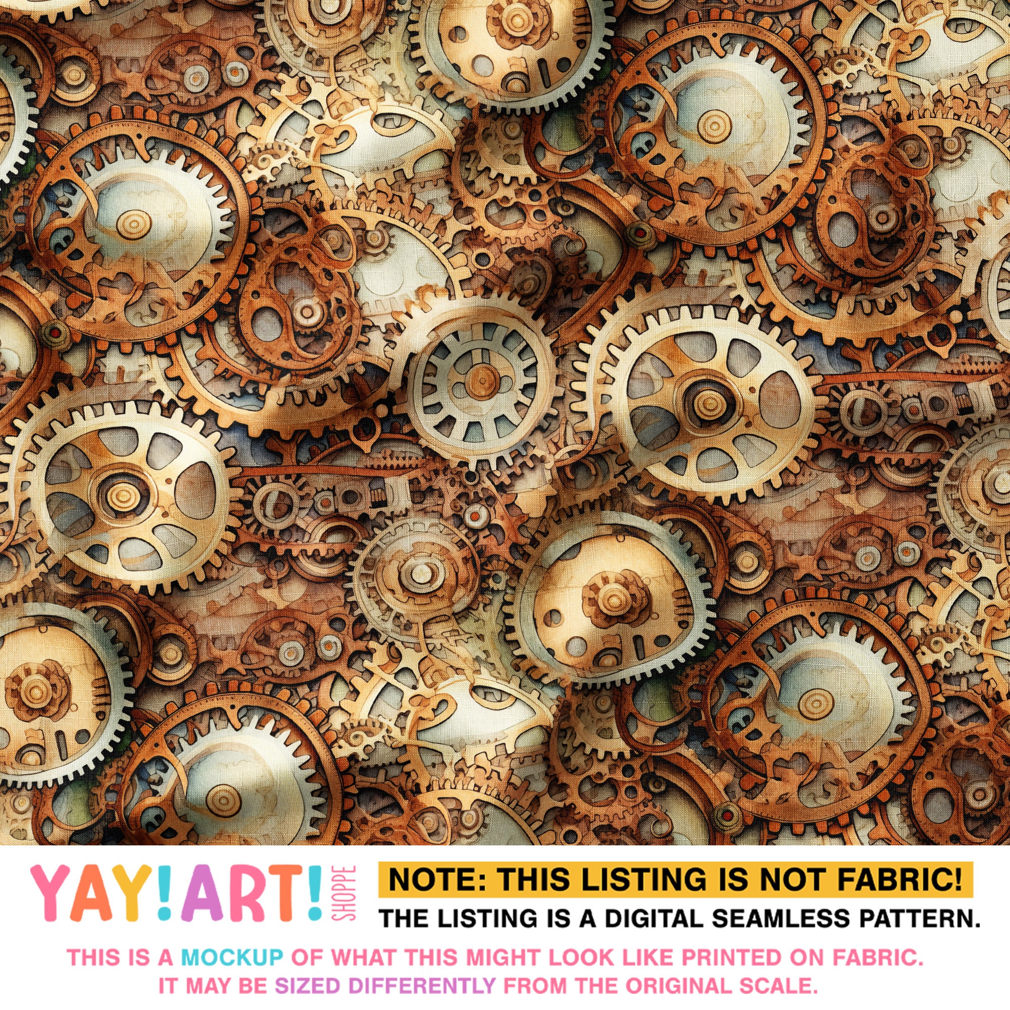 Gear Madness Seamless Pattern, Steampunk Cogs Repeat Pattern ...