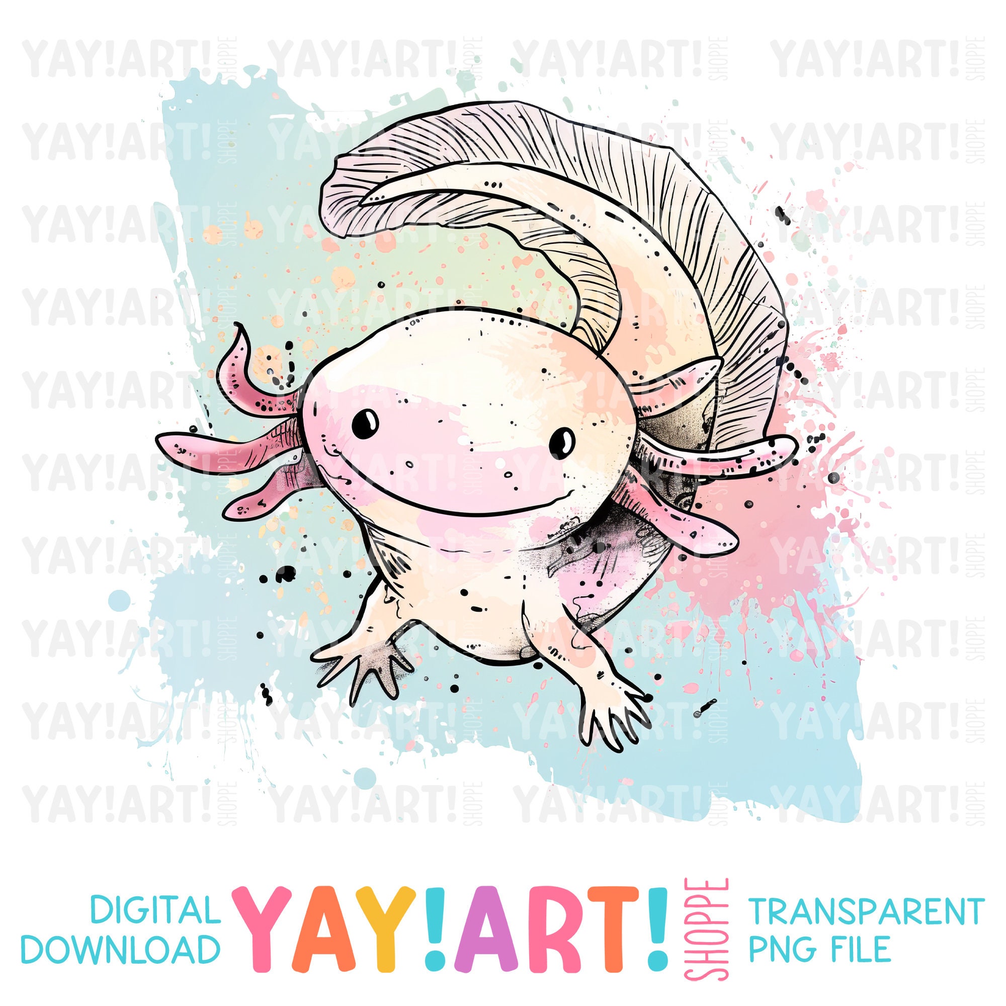 Axolotl Splash Transparent PNG Clipart, Cute Amphibian Sublimation ...