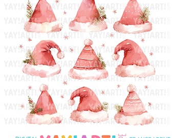 Cute Santa Hat Transparent PNG Clipart, Christmas Hat Sublimation Design, Holiday DTF Heat Transfer Digital Download