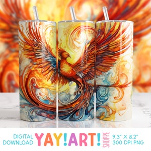 Gobelet mince Phoenix 20 oz sans couture Sublimation Design, oiseau mythologique gobelet Wrap Clipart, feu Phoenix PNG