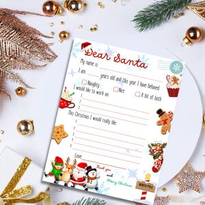Letter to Santa, Kids Letters to Santa, Holiday Printable Letter to Santa, Kids Christmas Wish List, Dear Santa Letter, Santa Wish List
