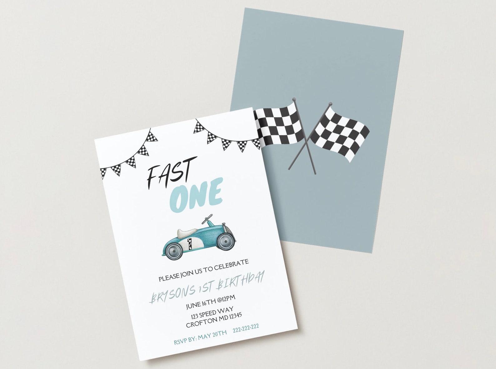Editable Fast One Two Fast Boys Birthday Invitation Race Car - Etsy