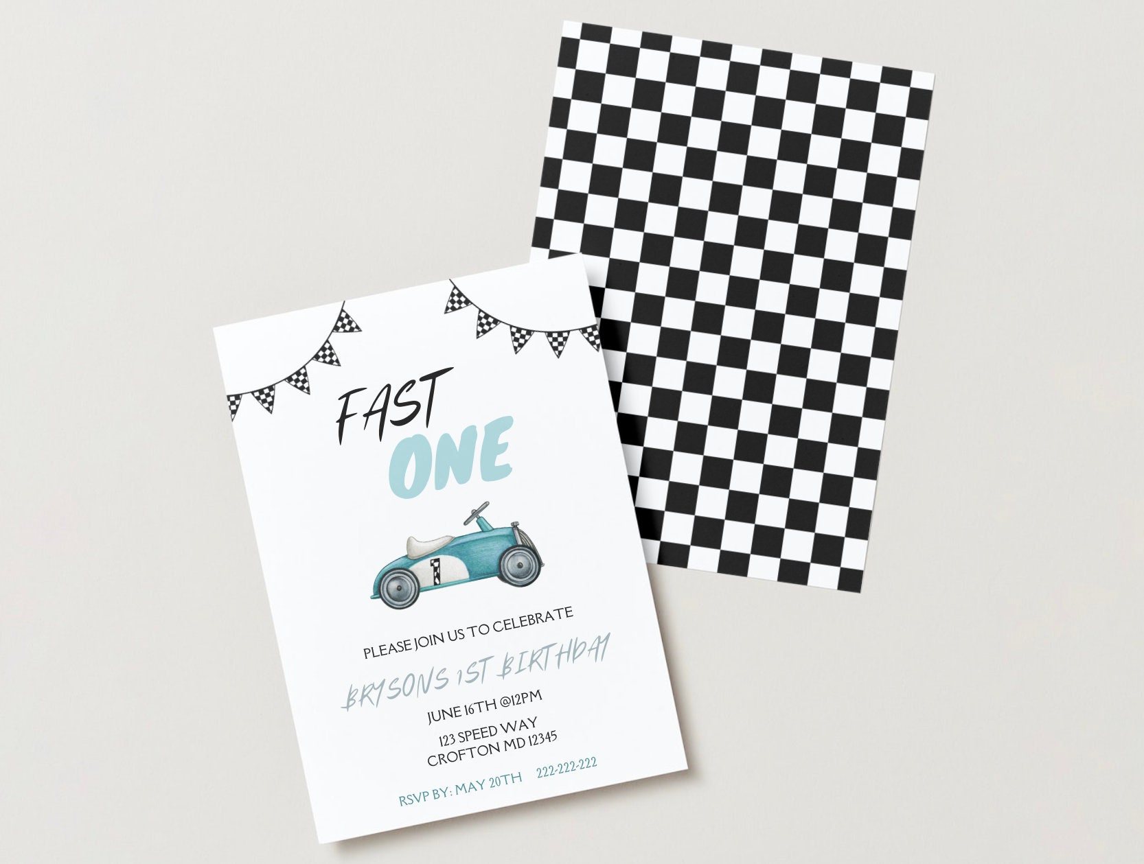 Editable Fast One Two Fast Boys Birthday Invitation Race Car - Etsy