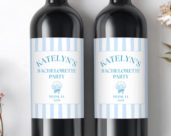 Etiqueta de vino para despedida de soltera, regalos personalizados para despedidas de soltera en la playa, regalos para despedidas de soltera en cruceros, último brindis en la costa, novia junto al mar, vaquera costera