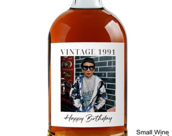 Custom Photo Whiskey Label, Grandpa Birthday Gift, Personalized Birth Year, Vintage Childhood Photo Liquor Bottle, Funny Birthday Gift Dad