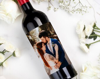 Custom Photo Wine Label, Photograph Champagne Labels, Wedding Day, Bachelorette Party Gift, Bridal Shower Favor, Newly Engaged, Just Married